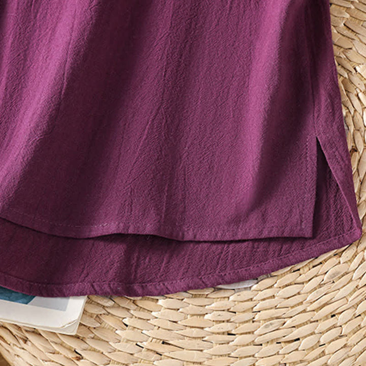 Buddha Stones Camiseta sin mangas de mujer estilo Tang informal con cuello mandarín, botones y bolsillo de parche. - image 22