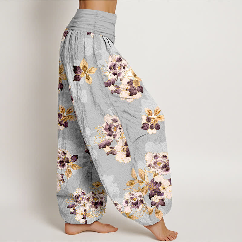 Buddha Stones Pantalones harem de algodón puro con estampado floral vintage y cintura elástica para mujer. - image 10