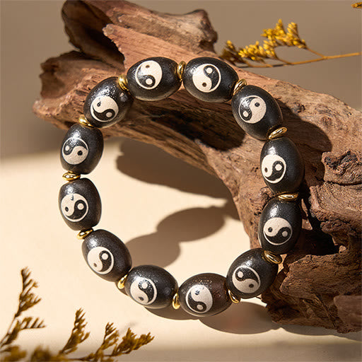 Buddha Stones Pulsera de protección con símbolo de Yin Yang de ágata tibetana Dzi - image 10