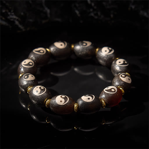Buddha Stones Pulsera de protección con símbolo de Yin Yang de ágata tibetana Dzi - image 2