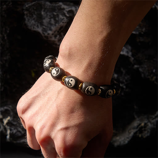 Buddha Stones Pulsera de protección con símbolo de Yin Yang de ágata tibetana Dzi - image 4