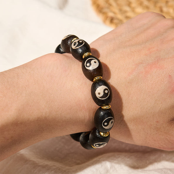Buddha Stones Pulsera de protección con símbolo de Yin Yang de ágata tibetana Dzi - image 11