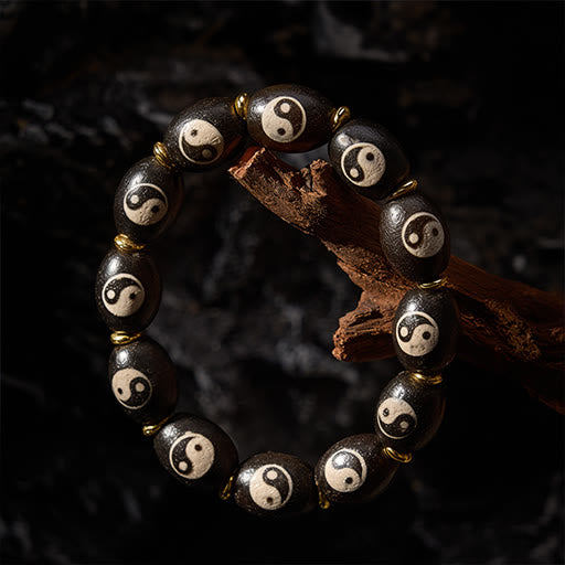 Buddha Stones Pulsera de protección con símbolo de Yin Yang de ágata tibetana Dzi - image 3