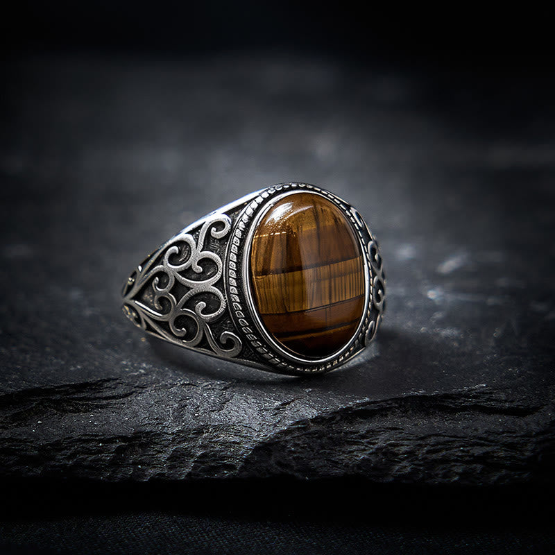 Buddha Stones Anillo ajustable de cobre con ojo de tigre para mayor resistencia - image 2