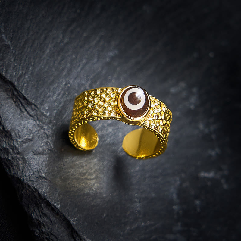 Buddha Stones Anillo ajustable de cobre y latón con cuentas Dzi para la riqueza - image 2