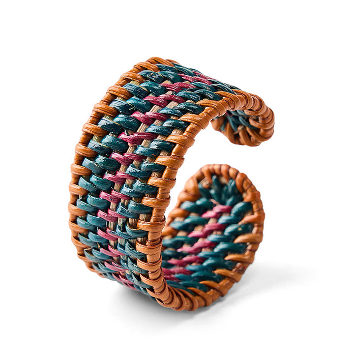 Buddha Stones Pulsera ancha estilo boho tejida a mano con ratán natural para protección - image 10