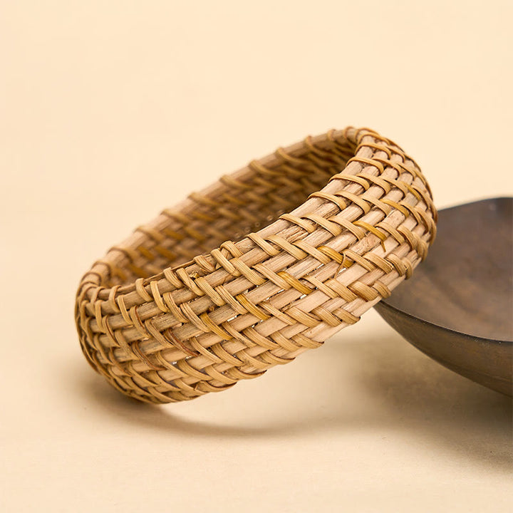 Buddha Stones Brazalete ancho estilo boho tejido a mano con ratán natural para mayor protección. - image 2