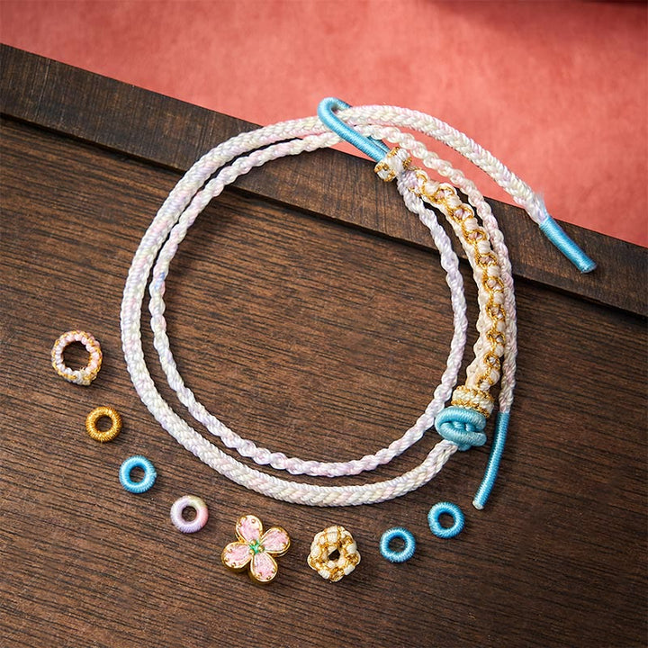 Buddha Stones Pulsera de doble capa con nudos de flor de durazno tejida a mano - image 18