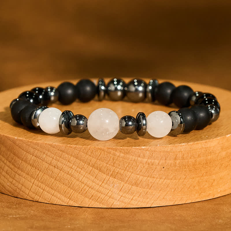 Buddha Stones Pulsera de soporte con cuentas negras de hematita - image 2