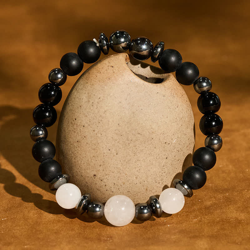 Buddha Stones Pulsera de soporte con cuentas negras de hematita - image 3