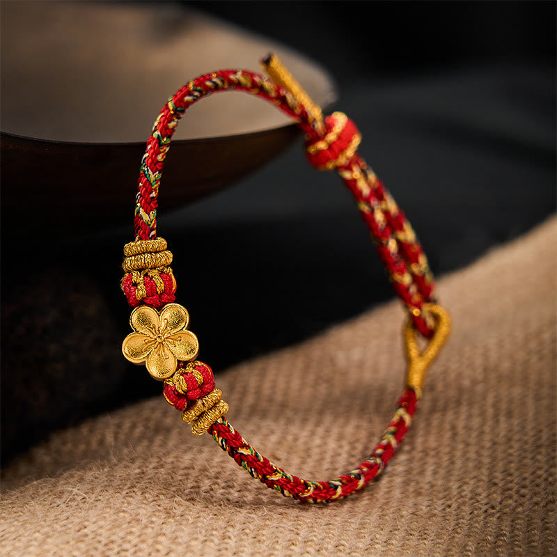 Buddha Stones Pulsera protectora tejida a mano con hilo rojo y diseño de flor de pez koi. - image 12