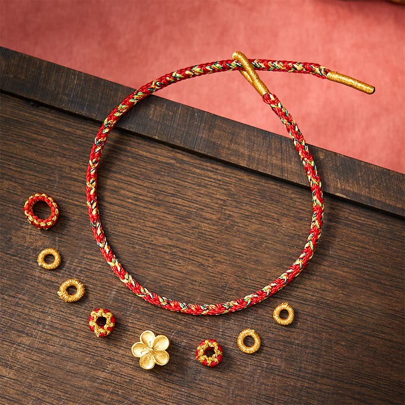 Buddha Stones Pulsera protectora tejida a mano con hilo rojo y diseño de flor de pez koi. - image 13