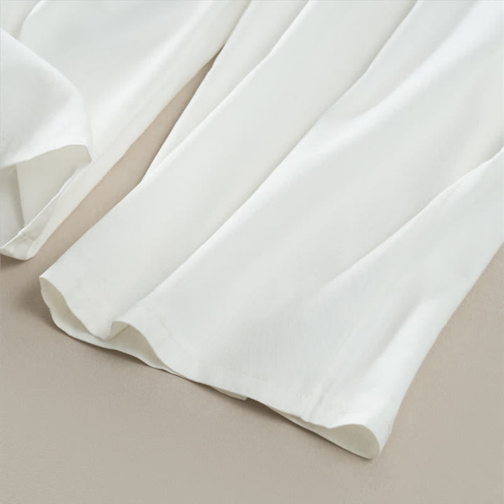Buddha Stones Pantalones cortos lisos con volantes, cintura elástica y cordón ajustable, ideales para primavera y verano. Pantalones rectos con bolsillos para mujer. - image 17