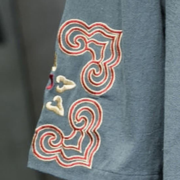 Buddha Stones Camisas de manga corta para hombre con cuello en V, un botón y estampado floral, estilo Summer Tang, con bordados y cuello en V. - image 5