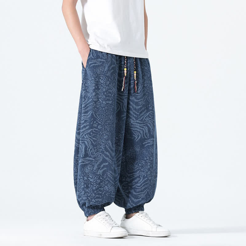 Buddha Stones Pantalones cortos de estilo bohemio con cordón ajustable y estampado de leopardo para hombre, ideales para primavera y verano. - image 5