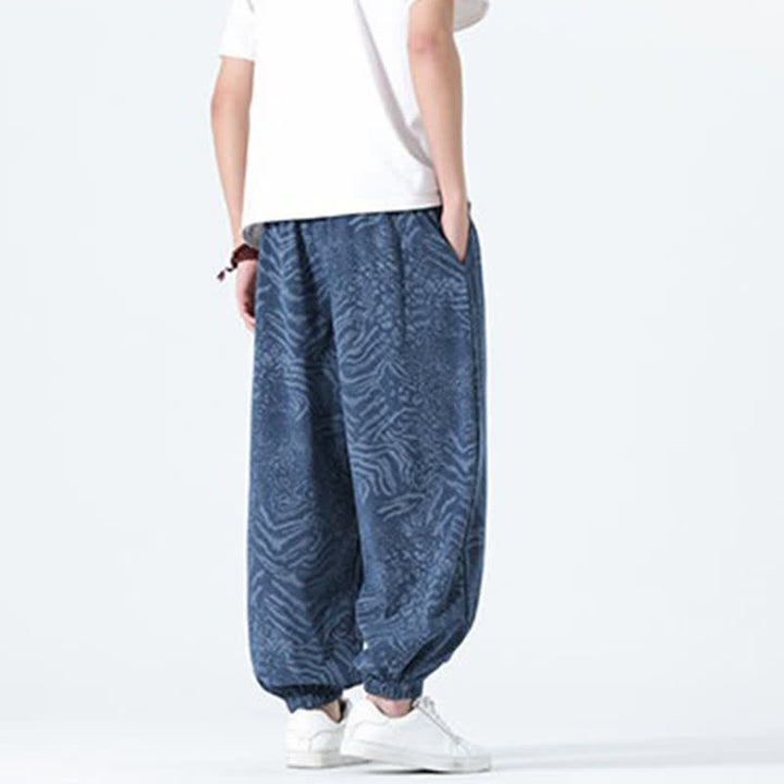 Buddha Stones Pantalones cortos de estilo bohemio con cordón ajustable y estampado de leopardo para hombre, ideales para primavera y verano. - image 3