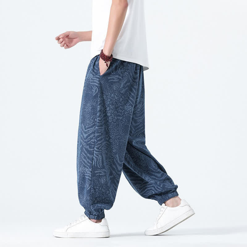 Buddha Stones Pantalones cortos de estilo bohemio con cordón ajustable y estampado de leopardo para hombre, ideales para primavera y verano. - image 7