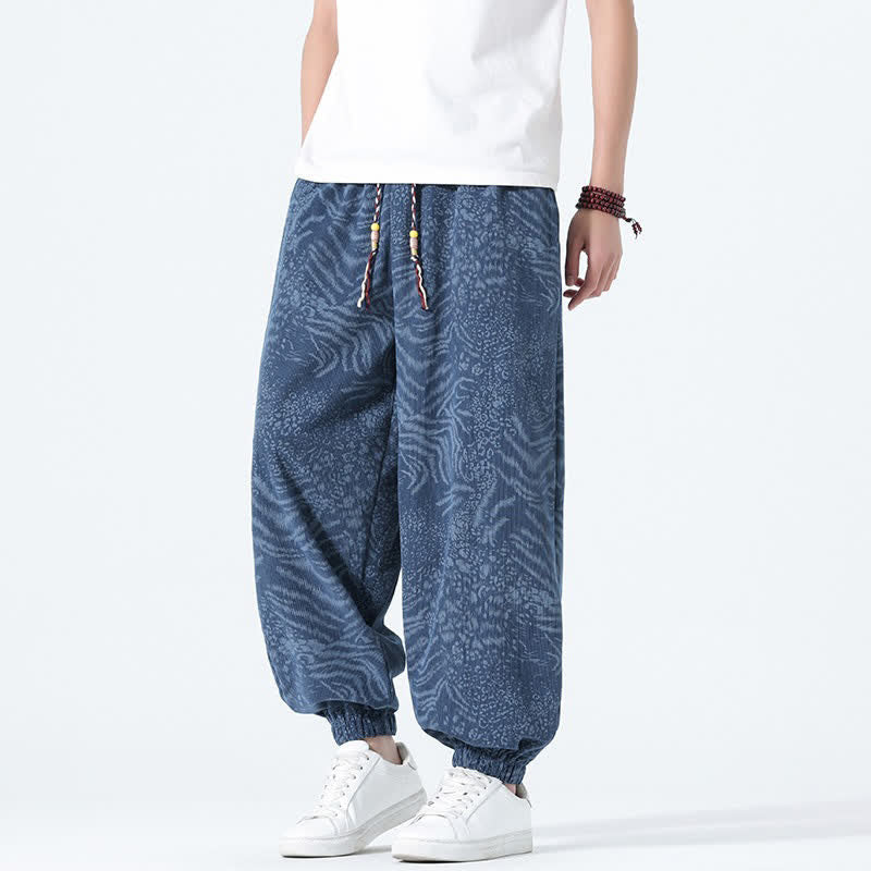 Buddha Stones Pantalones cortos de estilo bohemio con cordón ajustable y estampado de leopardo para hombre, ideales para primavera y verano. - image 2