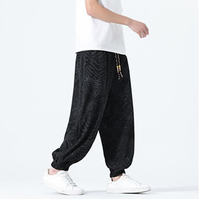 Buddha Stones Pantalones cortos de estilo bohemio con cordón ajustable y estampado de leopardo para hombre, ideales para primavera y verano. - image 10