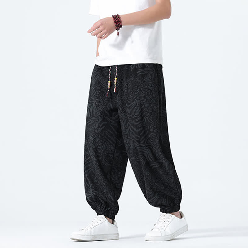Buddha Stones Pantalones cortos de estilo bohemio con cordón ajustable y estampado de leopardo para hombre, ideales para primavera y verano. - image 14