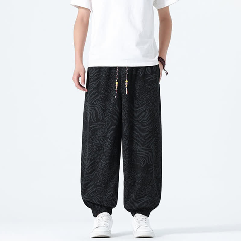 Buddha Stones Pantalones cortos de estilo bohemio con cordón ajustable y estampado de leopardo para hombre, ideales para primavera y verano. - image 12