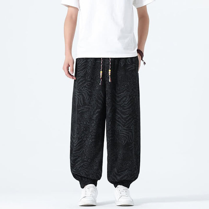Buddha Stones Pantalones cortos de estilo bohemio con cordón ajustable y estampado de leopardo para hombre, ideales para primavera y verano. - image 12