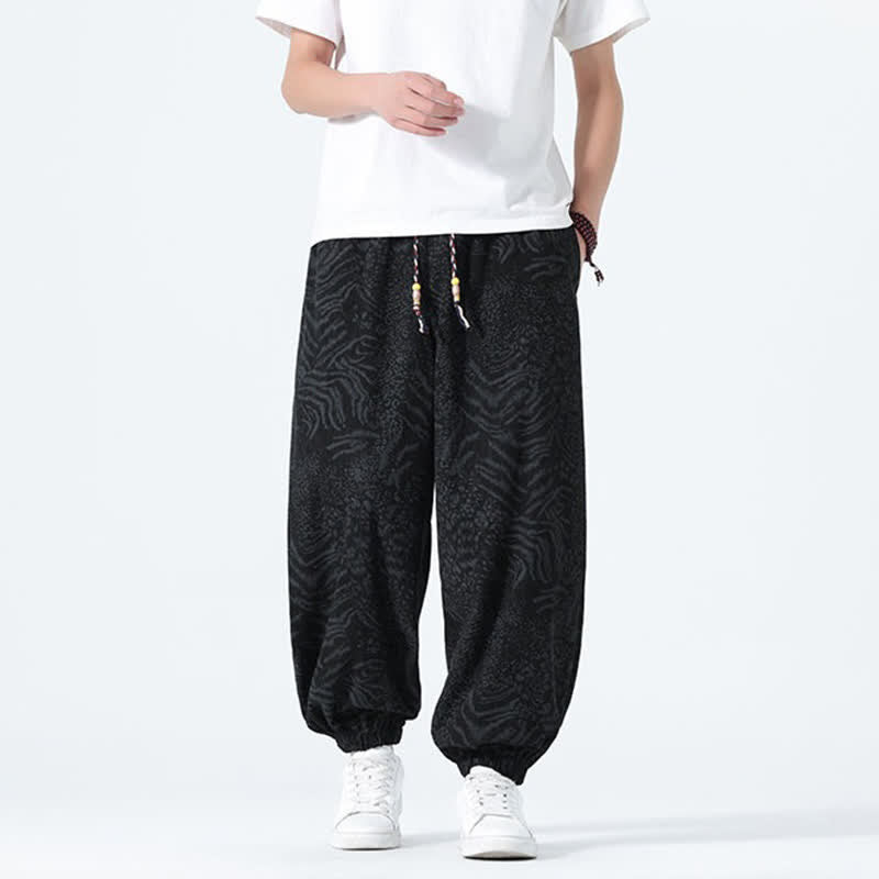 Buddha Stones Pantalones cortos de estilo bohemio con cordón ajustable y estampado de leopardo para hombre, ideales para primavera y verano. - image 15