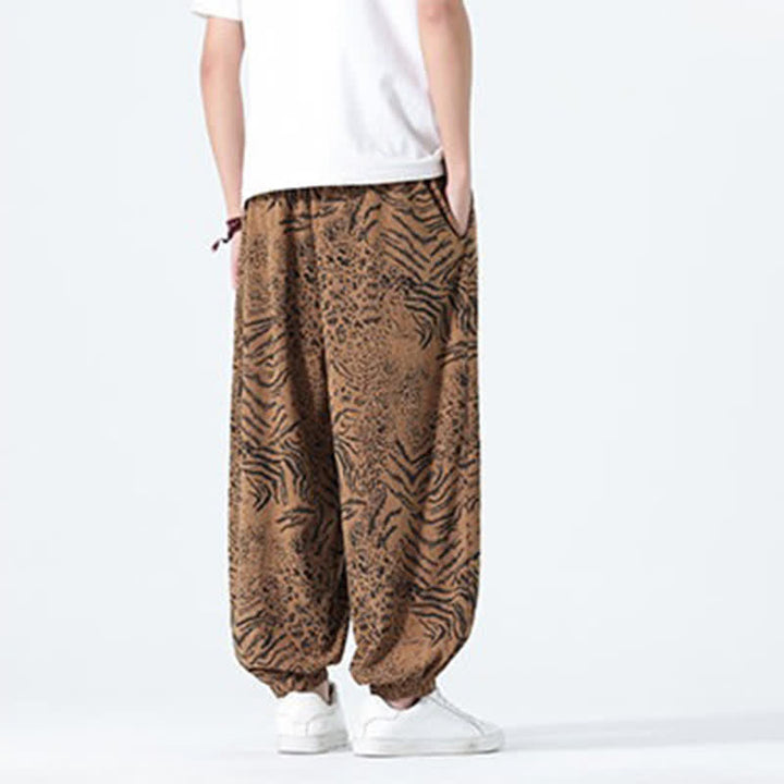 Buddha Stones Pantalones cortos de estilo bohemio con cordón ajustable y estampado de leopardo para hombre, ideales para primavera y verano. - image 20
