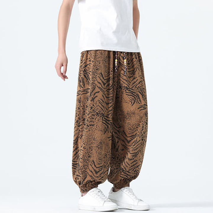 Buddha Stones Pantalones cortos de estilo bohemio con cordón ajustable y estampado de leopardo para hombre, ideales para primavera y verano. - image 21