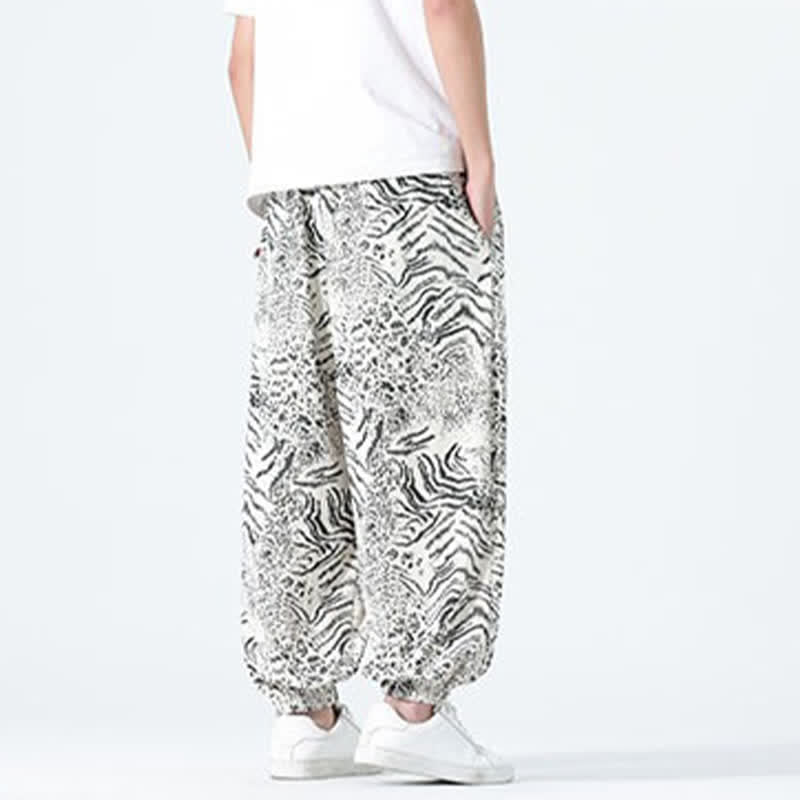 Buddha Stones Pantalones cortos de estilo bohemio con cordón ajustable y estampado de leopardo para hombre, ideales para primavera y verano. - image 28