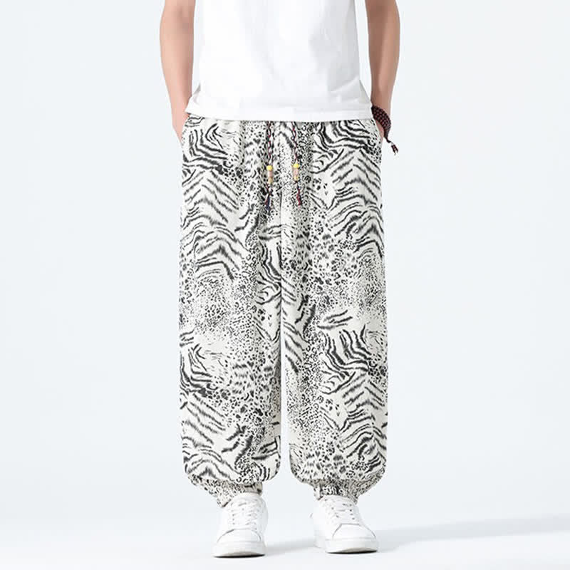 Buddha Stones Pantalones cortos de estilo bohemio con cordón ajustable y estampado de leopardo para hombre, ideales para primavera y verano. - image 30