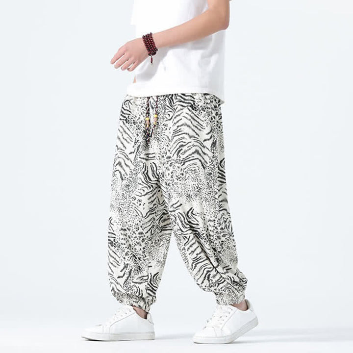 Buddha Stones Pantalones cortos de estilo bohemio con cordón ajustable y estampado de leopardo para hombre, ideales para primavera y verano. - Blanco - US/UK/AU46, EU56 (5XL) - image 24