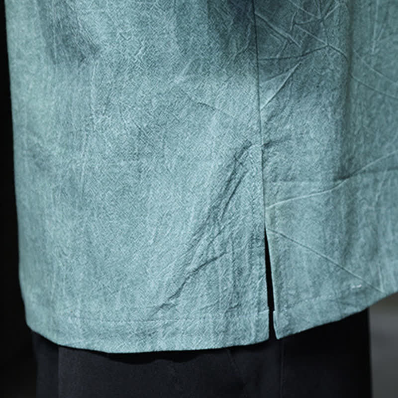 Buddha Stones Camisas de manga corta para hombre de estilo Summer Tang con tres botones de rana. - image 11