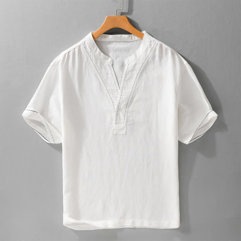 Buddha Stones Camisetas de manga corta para hombre, estilo casual de verano, con cuello en V y color liso. - Blanco - US/UK/AU44，EU54 (3XL) - image 13