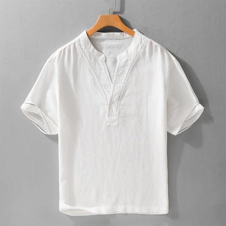 Buddha Stones Camisetas de manga corta para hombre, estilo casual de verano, con cuello en V y color liso. - Blanco - US/UK/AU44，EU54 (3XL) - image 13