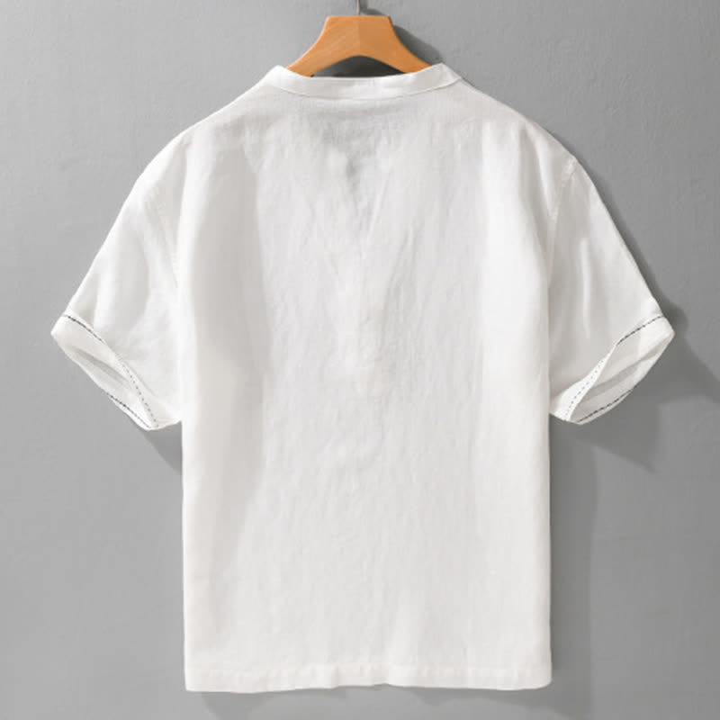 Buddha Stones Camisetas de manga corta para hombre, estilo casual de verano, con cuello en V y color liso. - image 14