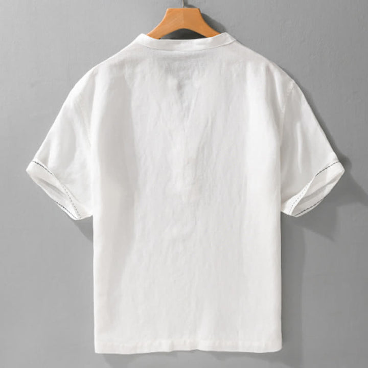 Buddha Stones Camisetas de manga corta para hombre, estilo casual de verano, con cuello en V y color liso. - image 14