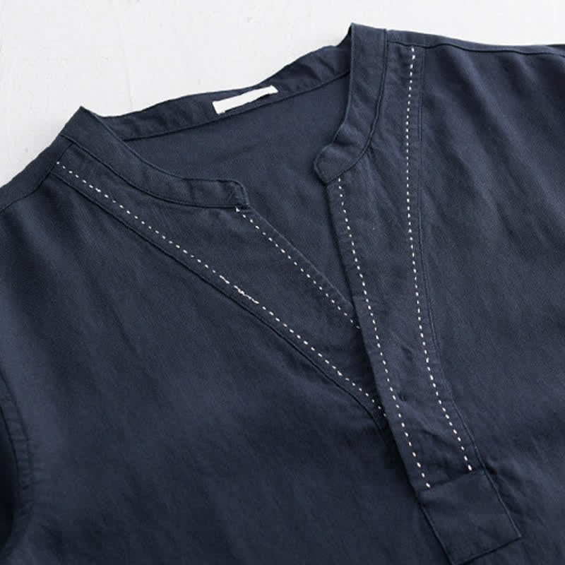 Buddha Stones Camisetas de manga corta para hombre, estilo casual de verano, con cuello en V y color liso. - image 10