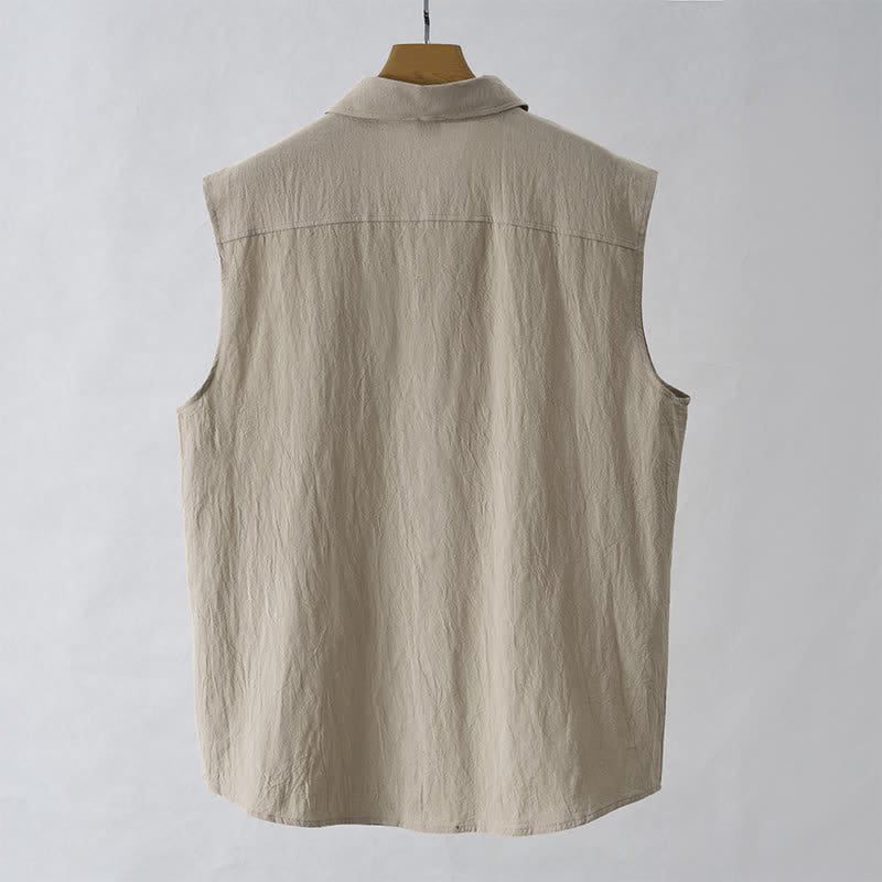 Buddha Stones Camisas sin mangas lisas de manga larga para hombre, estilo casual de verano y minimalistas. - image 15