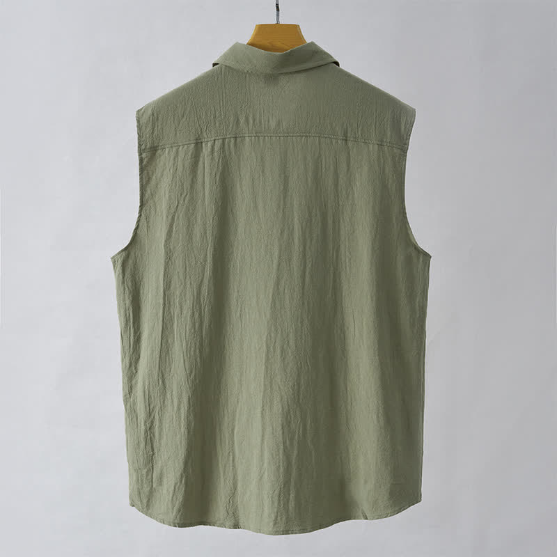 Buddha Stones Camisas sin mangas lisas de manga larga para hombre, estilo casual de verano y minimalistas. - image 9