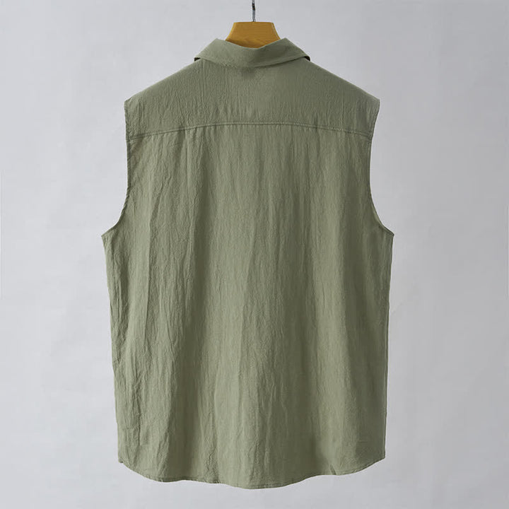 Buddha Stones Camisas sin mangas lisas de manga larga para hombre, estilo casual de verano y minimalistas. - image 9