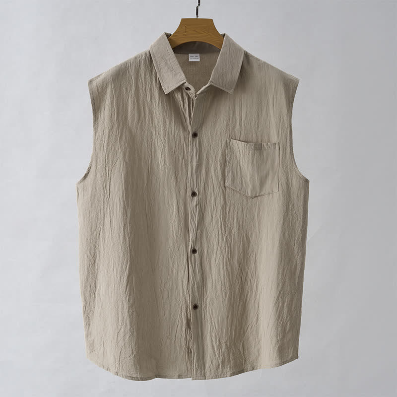 Buddha Stones Camisas sin mangas lisas de manga larga para hombre, estilo casual de verano y minimalistas. - image 14
