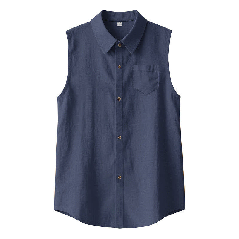 Buddha Stones Camisas sin mangas lisas de manga larga para hombre, estilo casual de verano y minimalistas. - Marina de guerra - US/UK/AU44，EU54 (3XL) - image 0