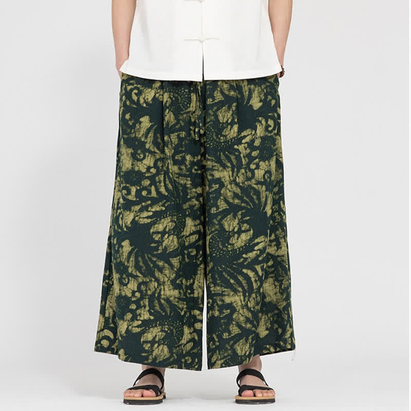 Buddha Stones Pantalones cortos de verano estilo boho casual con cordón ajustable y estampado abstracto para hombre, de pierna recta y con bolsillo. - image 1