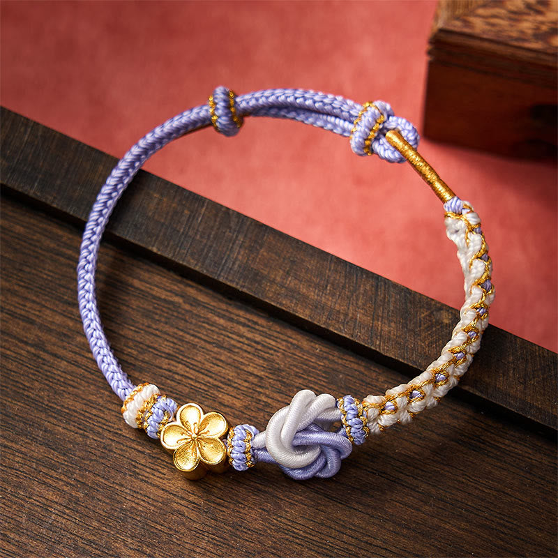 Buddha Stones Pulsera de confianza con cuerda trenzada de mandala - Azul cielo claro - Con accesorio de flores - image 19