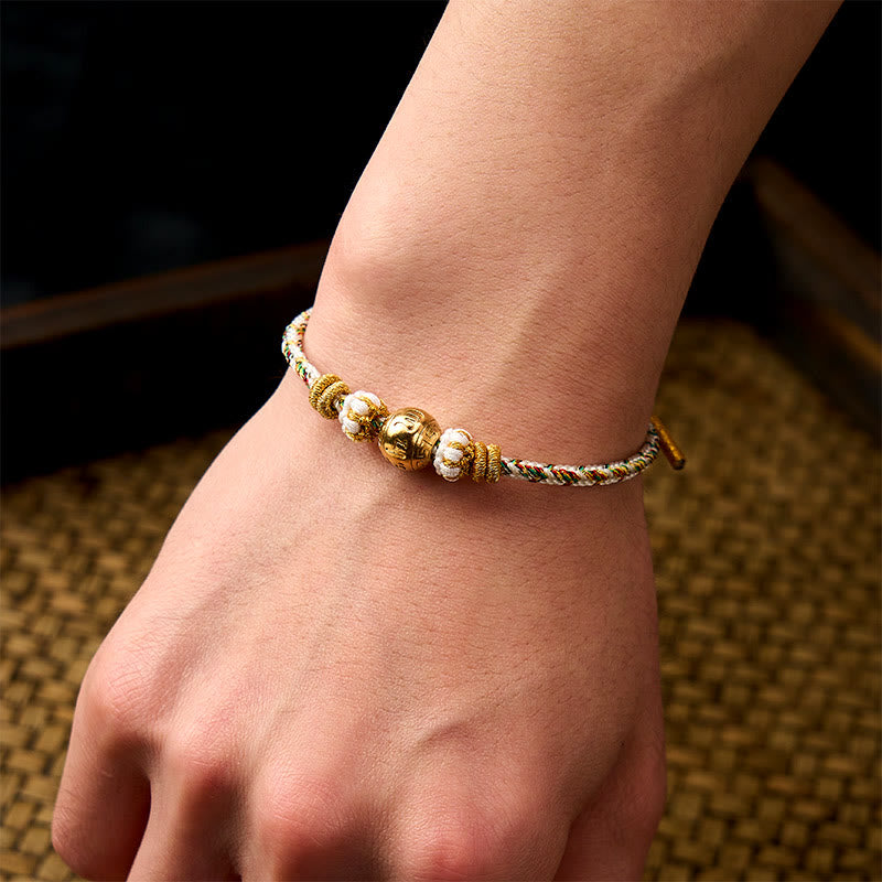 Buddha Stones Pulsera de sabiduría Om Mani Padme Hum con cuerda trenzada blanca - image 4