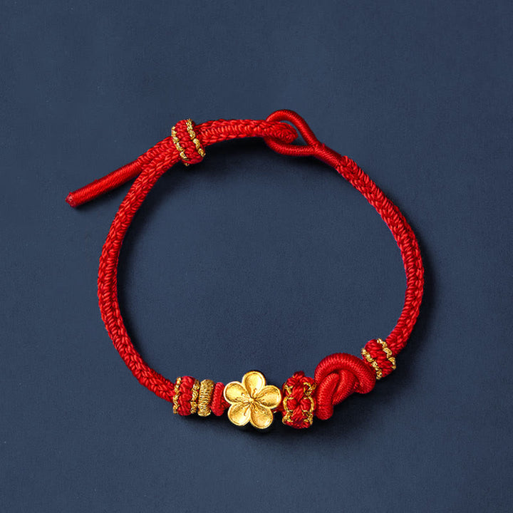 Buddha Stones Pulsera ajustable con nudo de cuerda trenzada y flores - image 9