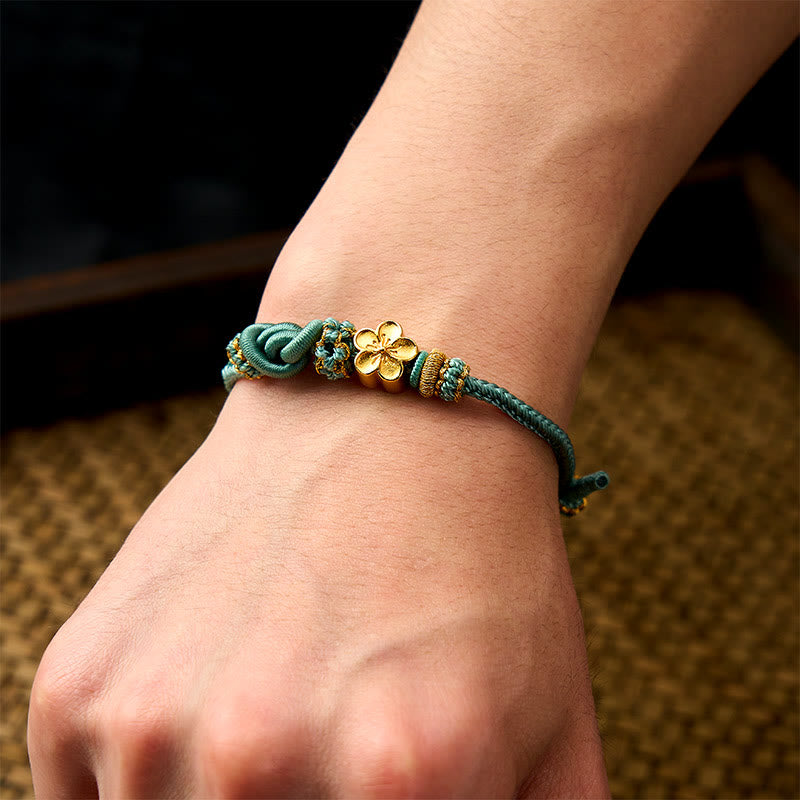 Buddha Stones Pulsera ajustable con nudo de cuerda trenzada y flores - image 19