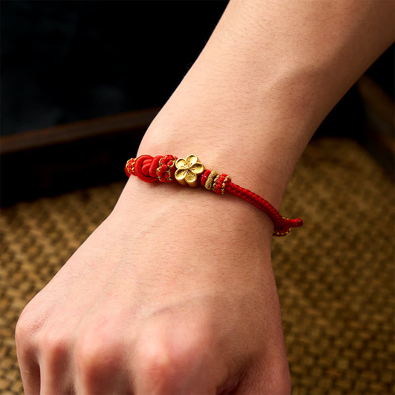 Buddha Stones Pulsera ajustable con nudo de cuerda trenzada y flores - image 11