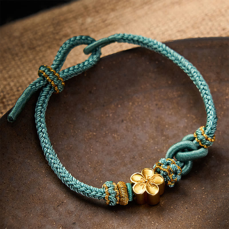 Buddha Stones Pulsera ajustable con nudo de cuerda trenzada y flores - image 16